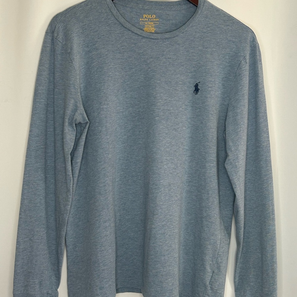 Polo by Ralph Lauren Heather Blue Long Sleeve Tee, Size Medium